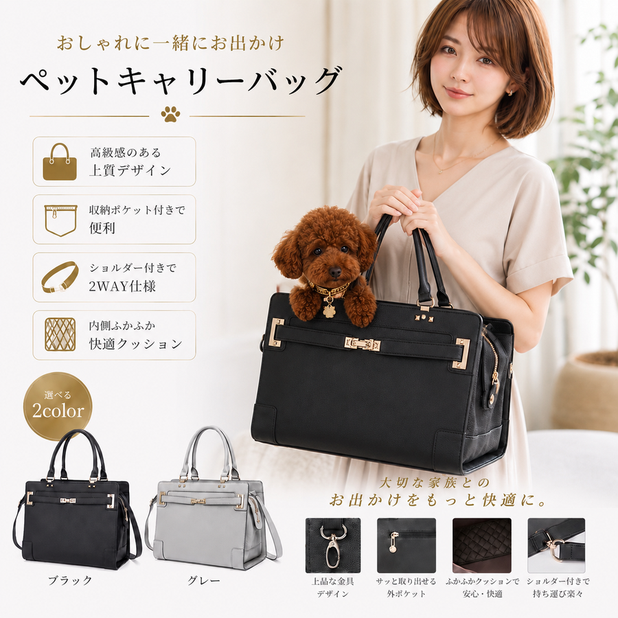 エレガンス 2WAYペットキャリーバッグ