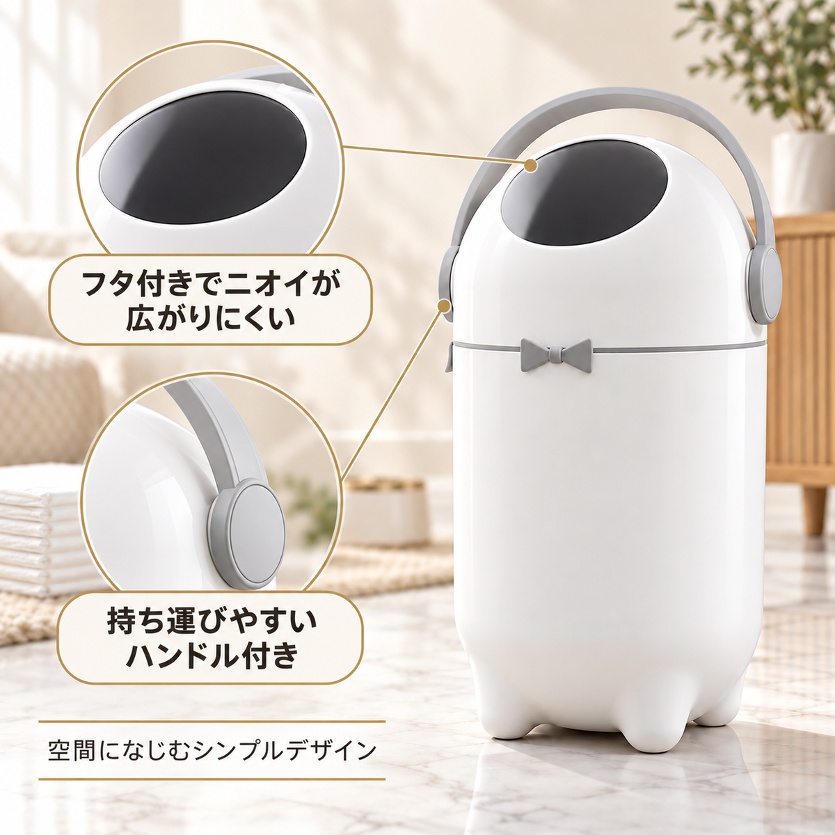 15L ペットシーツ用 フタ付きダストボックス｜持ち手付き・ニオイ対策