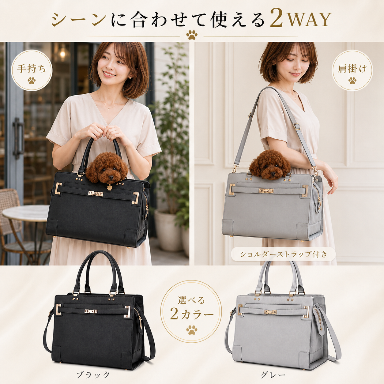 エレガンス 2WAYペットキャリーバッグ